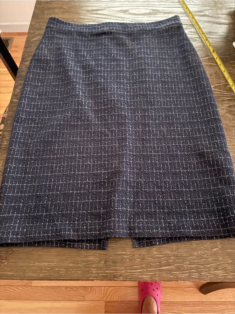 Anthropologie Maeve Navy Tweed Pencil Skirt Navy with Subtle White Threading